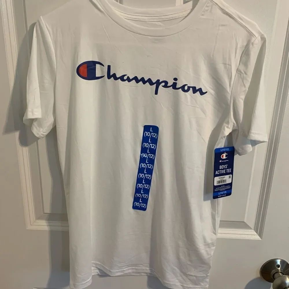 Champion Size Large Boys' Bright White Active Tee